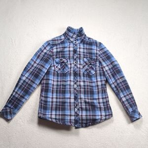 Lady Hathaway Fleece-Lined Plaid Flannel Shacket - Blue - S/P